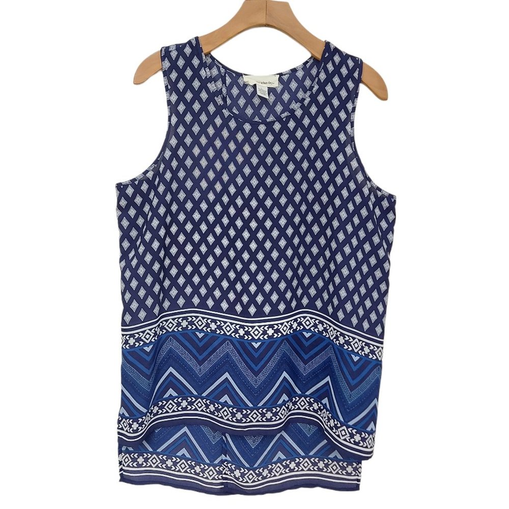 One Urban Day Top Womens Large Navy Sleeveless Open Back Lightweight Bohemian